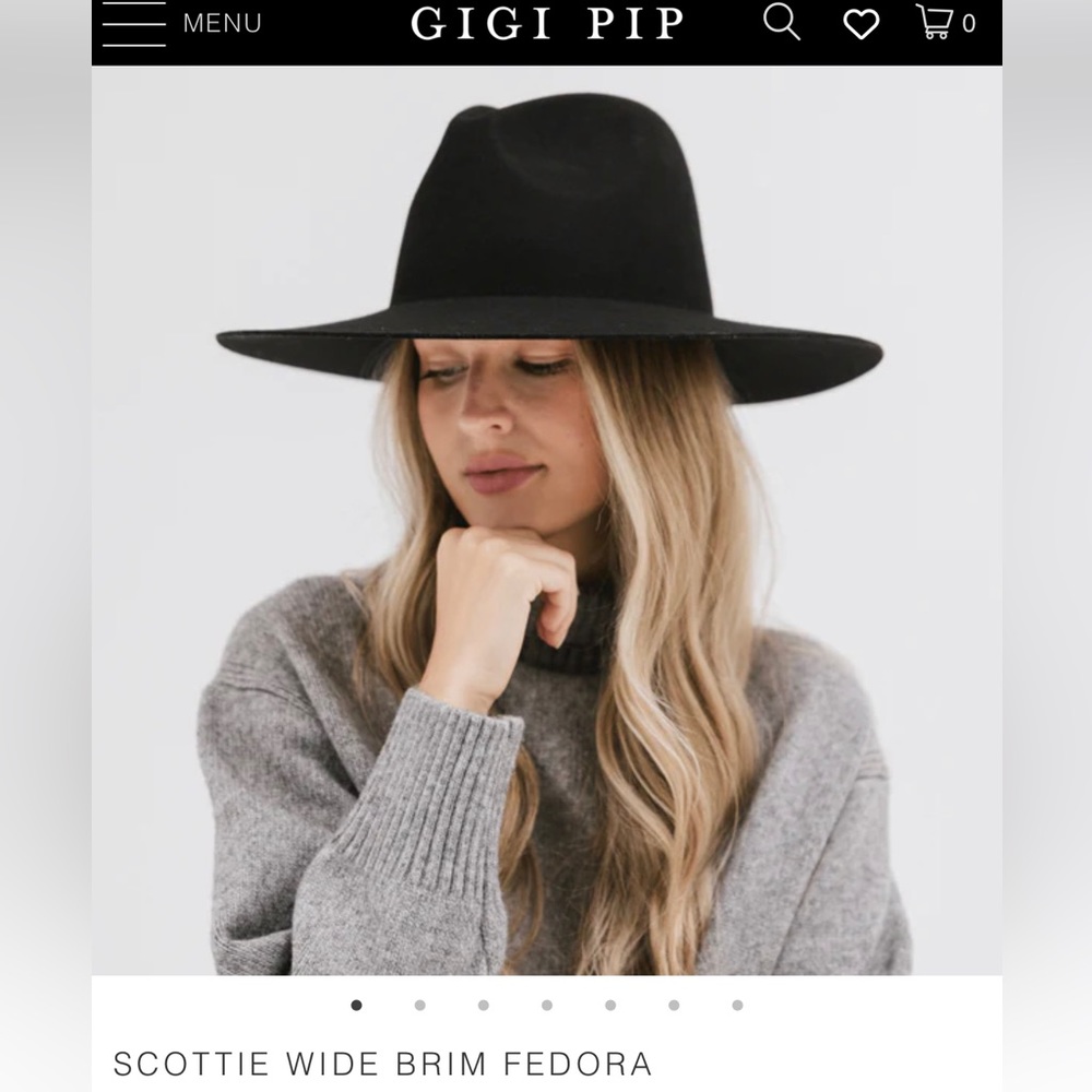 GIGI PIP Black Scottie Wide Brim Fedora